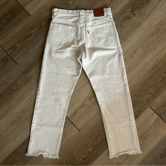 Levi’s 501 Original High Rise Ecru Raw Hem Cropped Women's Jeans - Picture 3 of 8